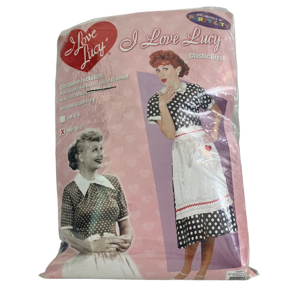 I Love Lucy Adult Medium Halloween Costume, Polk Dot Dress with Apron